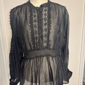 Chic Black Sheer Women's Blouse